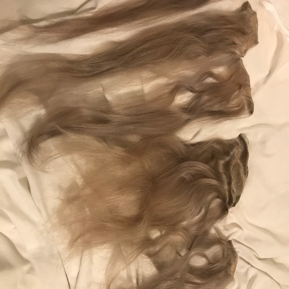 Ash blonde/silver human hair extensions